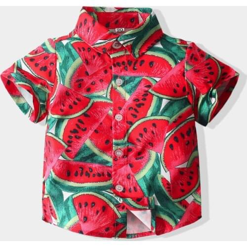 Shirts For Boys Baby Summer Casual Short Sleeve Watermelon Pattern Cotton Girls Blouse Tops Kids Toddler Children Clothes 1-6t