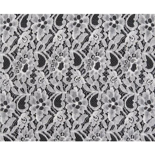 Chic Lace Fabric Flower Bridal Fabric Wedding Fabric Black Off White Color 1 Yard