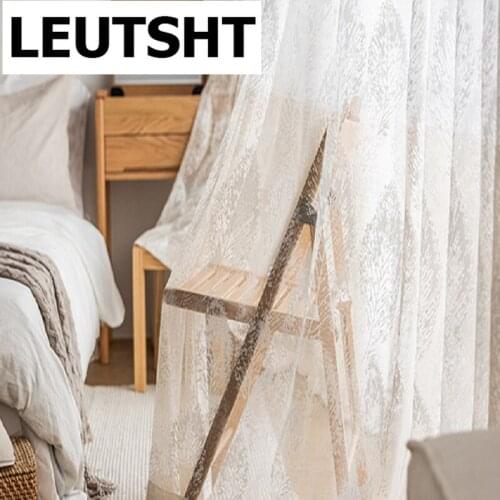 2021new Nordic Curtains for Living Dining Room Bedroom Pastoral Window Tulle Feather Curtains French Window Custom Curtains