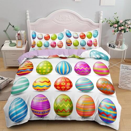 Cute Single King Queen Full Size Egg Bedding Set Happy Easter Duvet Cover Sets Comforter Quilt Covers With Pillowcase Bedcloth