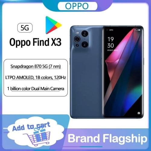 Original OPPO Find X3 5G SmartPhone 6.7 inch 120Hz AMOLED Snapdragon 870 8GB RAM 256GB ROM 65W Super Charge google Play 50MP