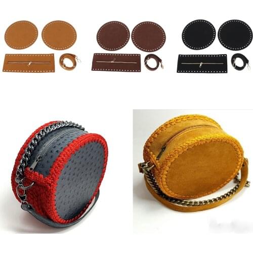 PU Leather Crochet Bag Bottom Zip Closure Cross Body Bag Making Supplies