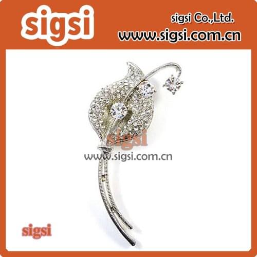 Bridal crystal clear rhinestone flower brooch pin for wedding gift