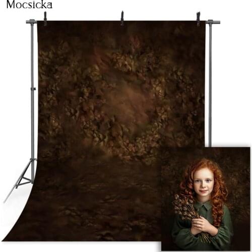 Dark Brown Newborn Kids Portrait Head Shot Photography Backdrop Abstract Texture Old Master Background for Photo Studio Props