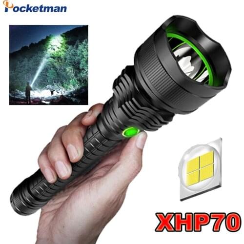 400000LM Ultra Bright LED Flashlight XHP70 Rechargeable USB Zoomable Torch XHP50 18650 26650 Hunting Lamp for Camping