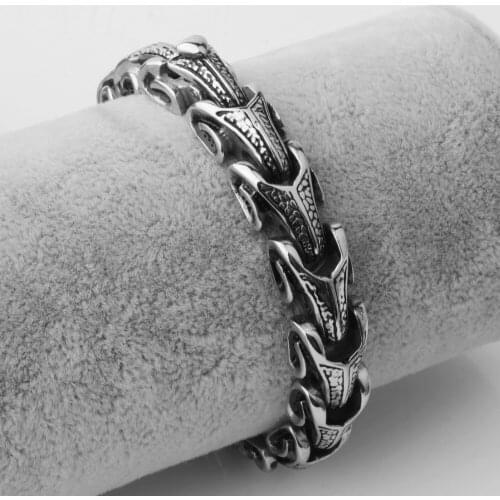 Vintage Pattern Centipede Chain Bracelet Hip Hop Hot Sale Stainless Steel Silver Color Mens Boys Biker Wristband Jewelry Gift