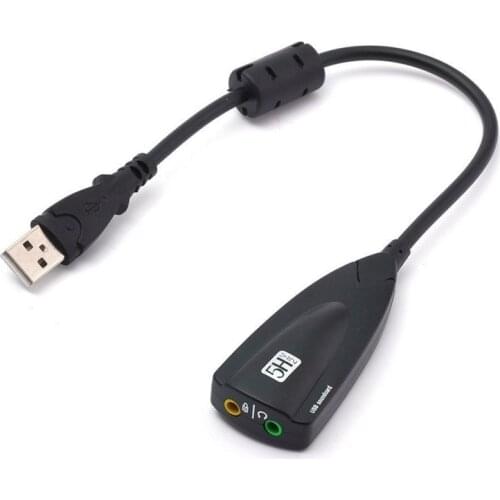 External USB Sound Card 7.1 Adapter 5HV2 USB to 3D Sound Audio Headset Microphone 3.5mm For PC Notebook