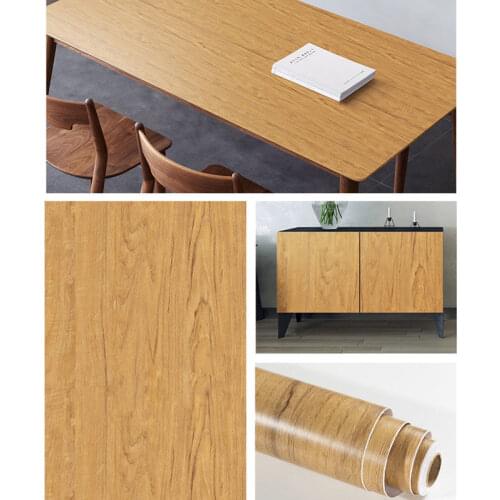 PVC Waterproof Wood Grain Wallpaper Self-Adhesive for Wall in Rolls Kitchen Stickers Home Furnitures Door Wall Paper Home Decor