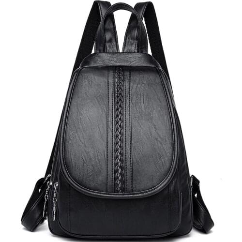 2021Luxury Women Leather Backpacks Sac A Dos Solid Color Female Travel Back Pack Female Leather Bagpack Ladies Bag for Women New