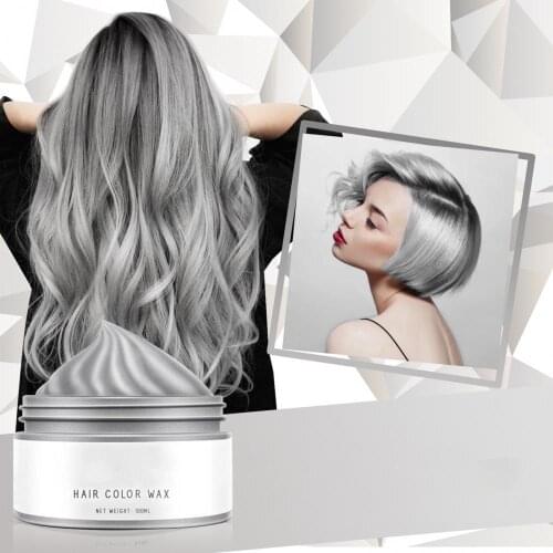 30/100ml Fashion Temporary Hair Color Non-Greasy Silver Gray Hair Dye Wax Gel Coloring Styling Mud Hairdressing Tools