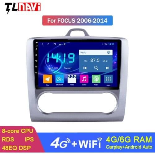 6G+128G 9 Inch Android 10 Car Dvd Gps Player For Focus 2006-2014 AUTO A/C Radio Video Navigation Bt Wifi 4G LTE DSP CARPLAY