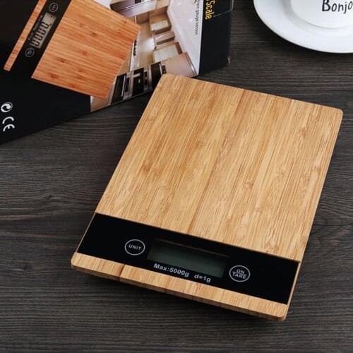Household High Precision Digital Display Electronic Kitchen Baking Bamboo Scale Measuring Tools electronic food scales