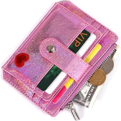 Wallet Slim Money Credit Card Holder ID Business Women Shining PU Leather Purse Case