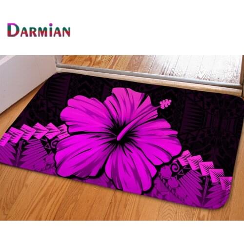 DARMIAN 2021 Polynesian Hawaii Hibiscus Flower Printed Doormat Home Carpet for Bedroom Kitchen Door Decorative None-slip Doormat