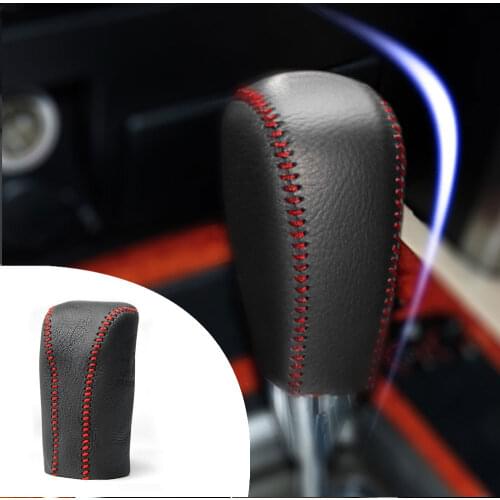 For HYUNDAI Sonata 2009 AT 1pc PU Leather Hand Brake Shift Knob Cover Gear Case Car Interior Decor Shift Knob Shell