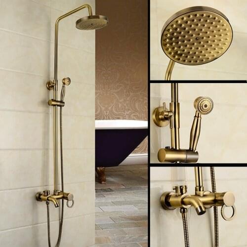 Dofaso retro bronze shower faucet prime quality Wall Mounted Shower Column Antique Brass Shower Single Handle Shower Mixer Tap