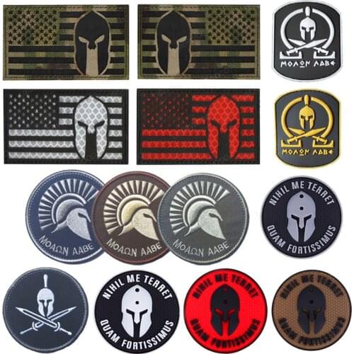 USA Flag Spartan Helmet Infrared Reflective Patch Decorative Badges Military Embroidered PVC Patches for Clothing Backpack Hat