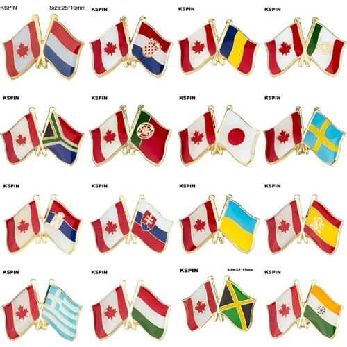 Canada Friendship Flag Metal Pin Badges for Clothes in Badges Button on Brooch Plating Brooches for Jewelry