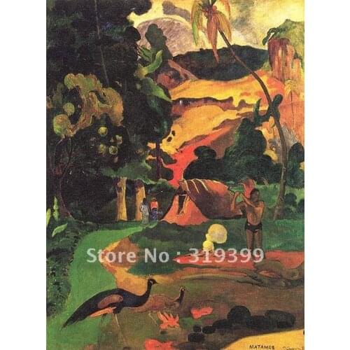 Oil Painting Reproduction,Matamoe (Landscape with Peacocks) by paul gauguin,Free DHL Shipping,100% handmade canvas oil painting