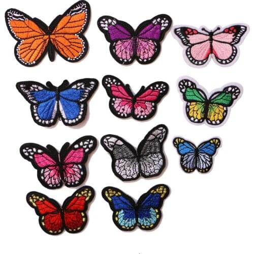 5 Pcs Colorful butterfly icon Embroidered Iron on Patches for Clothing DIY Stripes Clothes Patchwork Stickers Custom Badges