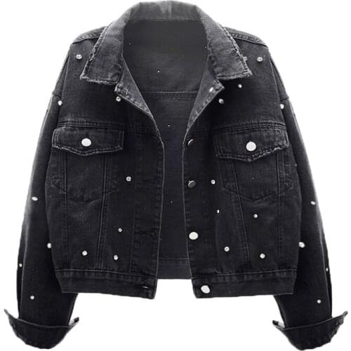 Spring Autumn new Wild Diamond short Denim Jacket Women Korean Single-breasted Vintage jeans coat Female Loose Outerwear H1258