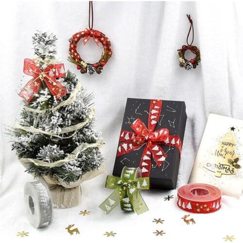 Christmas Tree Pattern Grosgrain Ribbon Ribbon DIY Hair Bow Handmade Craft For Wedding Christmas Decoration