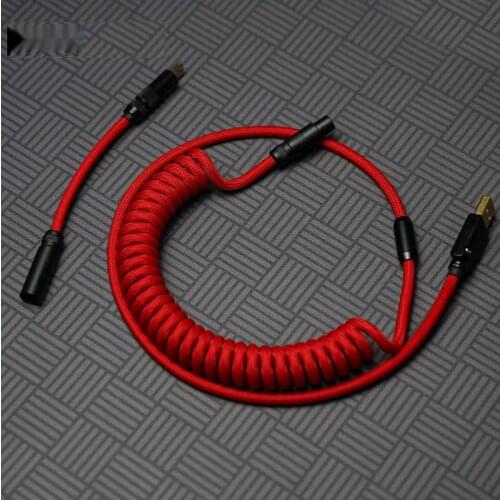 FBB Cables Red and Black Handmade Custom Mechanical Keyboard Data Cable Aviation Plug Custom Cable Type C Mini Usb Micro Usb