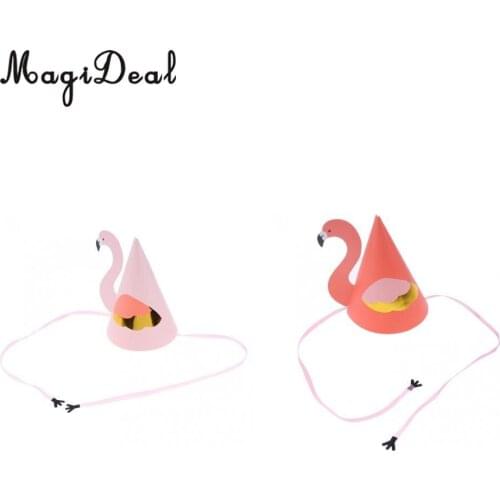 MagiDeal Lovely Flamingo Birthday Paper Cone Hat Kids Children Party Decorations Photo Prop