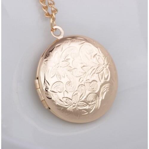 N119 Fashion locket delicate jewelry flower round shape locket pendant silver plated necklace