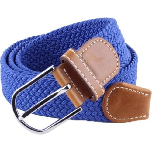 Men Elastic Stretch Waist Belt Coffee Canvas Stretch Braided Elastic Woven Leather Belt Wide Hot Metal Stretch Belt For Men