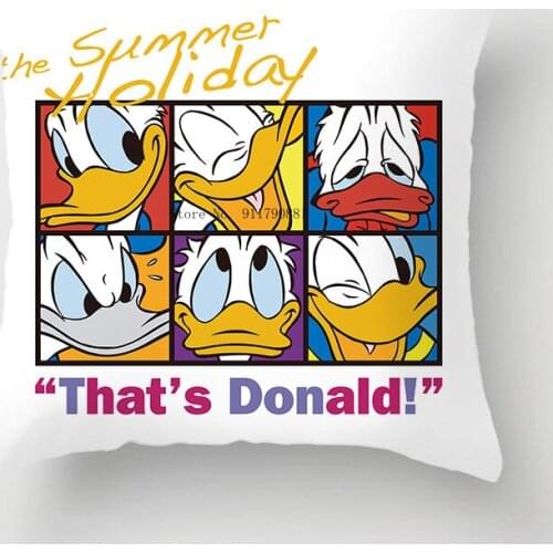 Home Textile Disney Cartoon Donald Duck Print Blue Yellow Soft Pillow Cover Cushion Cover Children Adult 45x45cm Bed Sofa