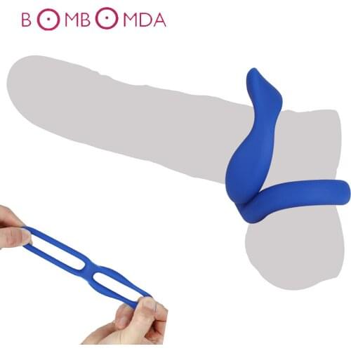 Soft Silicone Male Penis Ring Scrotum Bondage Penis Cage Cock Ring Sex Toys for Man Delay Ejaculation Double Ring Sex Products