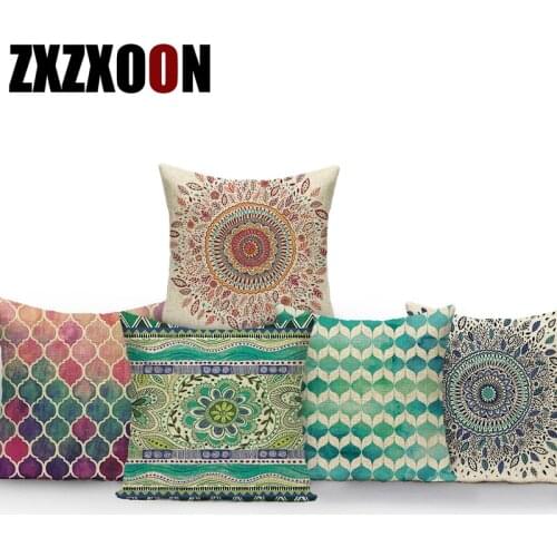 African Style Mandala Geometric Polyester Sofa Decorative Pillows Covers Boho Cushion Cover for Bedroom Car Capa De Almofadas