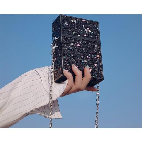 New Stylish Shiny Sequins Mini Shoulder Bag Soft PU Holder Cigarettes Case Lighters Multipurpose Storage Bag For Women Gifts