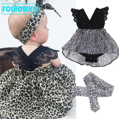 2020 summer new girls lace dress sisters clothes kids dresses for girls leopard party toddler girl dress 0-6T flying sleeve