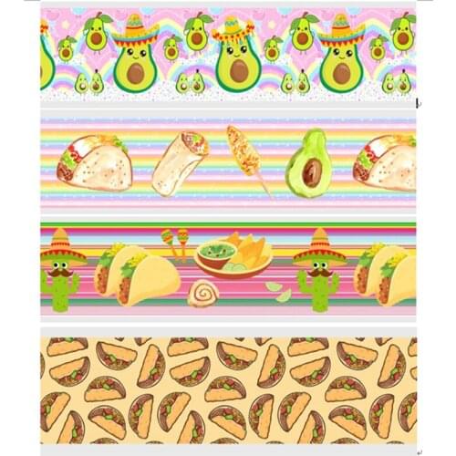 New Arrival ribbon 50Yards 16mm-75mm clip hamburger avocado alpaca Grosgrain/FOE Ribbons for DIY Bow Craft Wedding Decoration