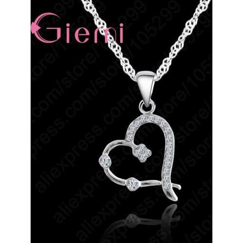 New Arrival High Quality 925 Sterling Silver Clear Cubic Zirconia Heart Shape Pendant Necklace For Women Crystal Jewelry