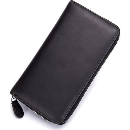 New Genuine Leather Credit Card Holder Women Clutch Cowhide Purses Long Phone Bag Wallet with Zipper Coin Pocket 36 Card Slots