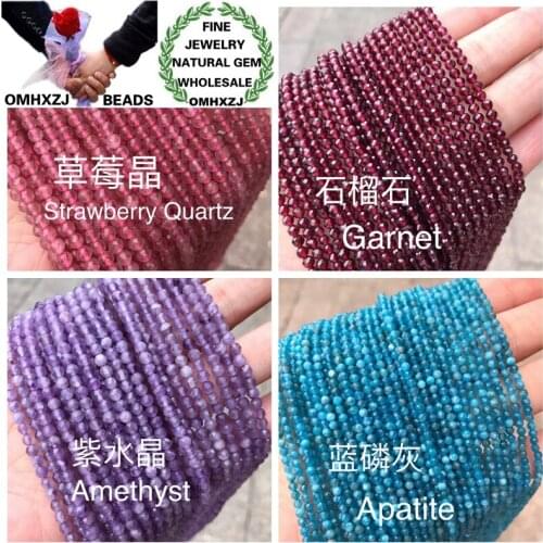 OMHXZJ Wholesale ZB16 2.5 3mm DIY Bracelet Necklace Jewelry Making Accessories Natural Stone Fine Garnet Lapis Quartz Round Bead