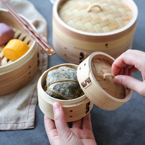 Bamboo Steamer Bamboo Household Small Mini Commercial Steamed Bread Steamed Buns Dumplings Steamed Pork Steamer Cage Drawer