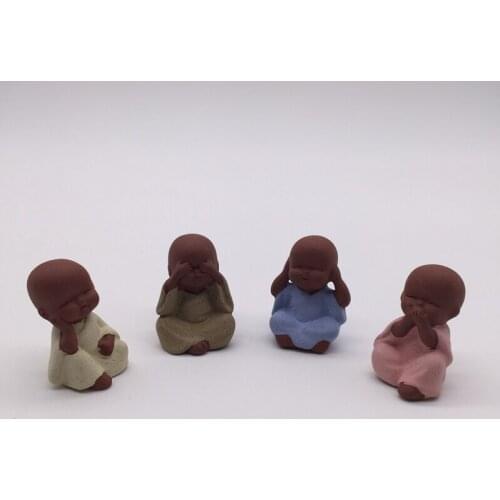 On BIG SALES 4pcs/lot mini tea pet little monk lovely home decoration desk deco pet zisha purple clay small tea play promotions