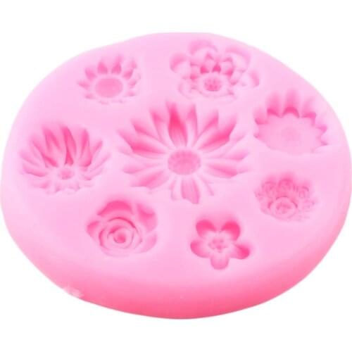 Daisy Rose Poppy Silicone Mold Candy Clay Chocolate Baking Molds DIY Party Flower Cupcake Topper Fondant Cake Decorating Tools