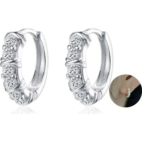 Fashion Cross Knot Hoop Earrings 925 Sterling Silver Cubic Zirconia Gold Plated Huggie Cartilage Piercing Earrings For Women