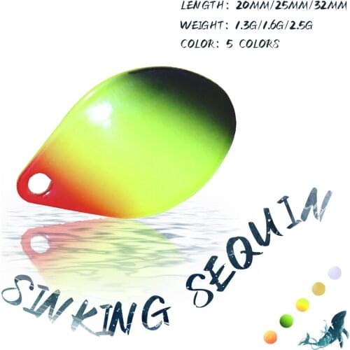 Koossi 1PCS 1.3G/1.6G/2.5G Metal DIY Fishing Hard Lures Sinking Sequin Artificial Spoon Bait Fishing Sports Accessories Tackle