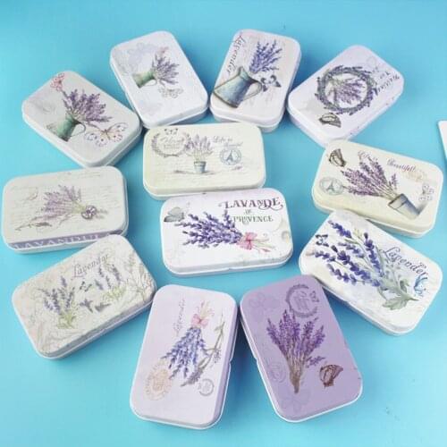 1pc Lavender Vintage Flower Tin Storage Box Office Home Orgaznier Jewelry Box and Packaging Candy Box Wedding Gifts