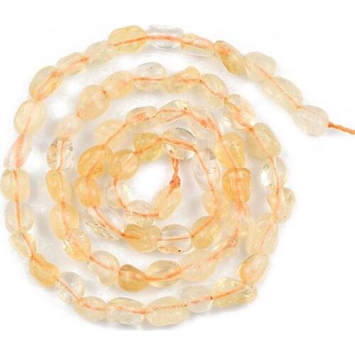 YHBZRET Natural Stone Yellow Crystal Quartz Irregular Gravel Loose Beads for Jewelry making bracelet DIY accessories 4~6mm 15"