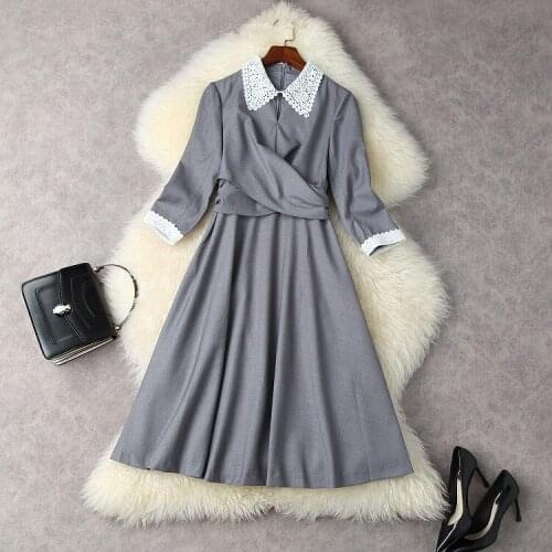 European and American womens wear new autumn 2022 Three-quarter sleeve cutout lapel Fashion cross dress