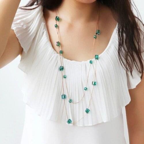 Women Multilayer Beads Long Sweater Chain Pendant Necklace Fashion Jewellery