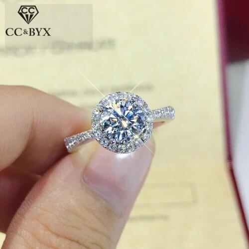CC Ring Women Rings Wedding Engagement Bridal Fashion Jewelry Cubic Zirconia White Gold Color Bijoux Drop Shipping CC583