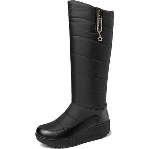 New Plus Size 43 Women Boots Winter Warm Comfort Thick Sole Platform Mid Calf Fashion Waterproof Snow Boots Insulated Womens